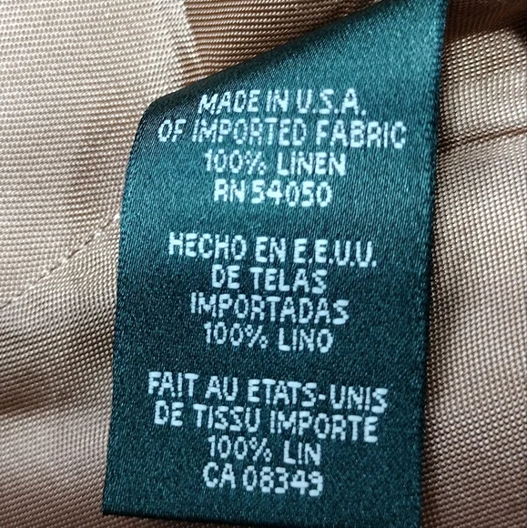 Vintage Lauren Ralph Lauren 100% Linen Blazer Men 16 Tan Office Career Retro 90s